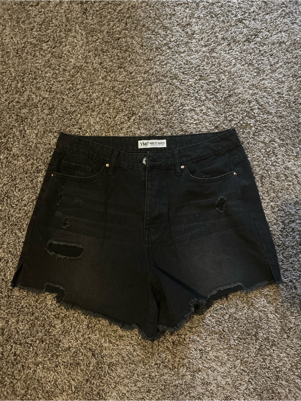 YMI Black Distressed High-Rise Jean Shorts